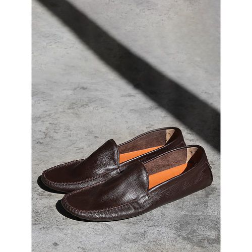 Round Toe Leather Mens Loafer Shoes Slip On Causal Shoes - milanoo.com - Modalova