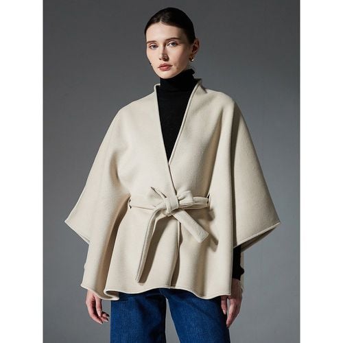 Women Poncho Designed Neckline Gray Poncho Cape - milanoo.com - Modalova