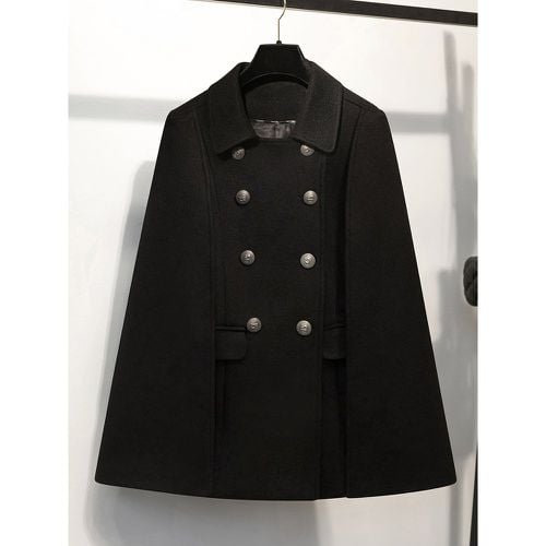 Woman Coat Turndown Collar Buttons Elegant Layered Wrap Coat - milanoo.com - Modalova