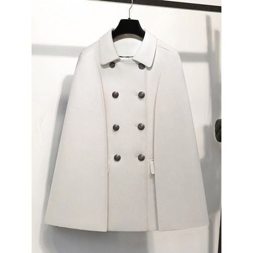 Woman Coat Turndown Collar Buttons Elegant Layered Black Wrap Coat - milanoo.com - Modalova