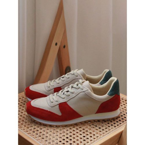 Men's Sneakers Cozy Leather Pointed Toe Basket Soprt Shoes - milanoo.com - Modalova