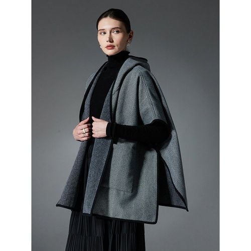 Women Poncho Geometric Designed Neckline Poncho Layered Cape - milanoo.com - Modalova