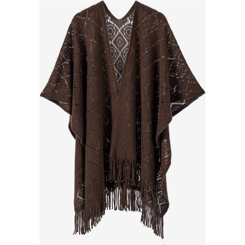 Women Poncho Designed Neckline Light Brown Poncho Cape - milanoo.com - Modalova