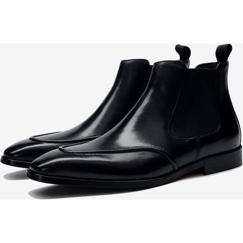 Men's Chelsea Martin Cowhide Round Toe Ankle Dress Boots - milanoo.com - Modalova