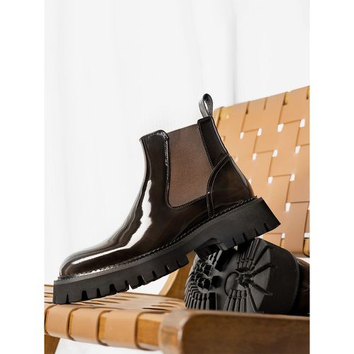 Men's Boots Chelsea Boots Black Cowhide Round Toe Ankle Martin Boots - milanoo.com - Modalova