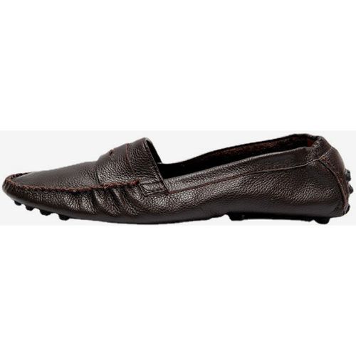 Round Toe Leather Mens Loafer Shoes Slip On Causal Shoes - milanoo.com - Modalova