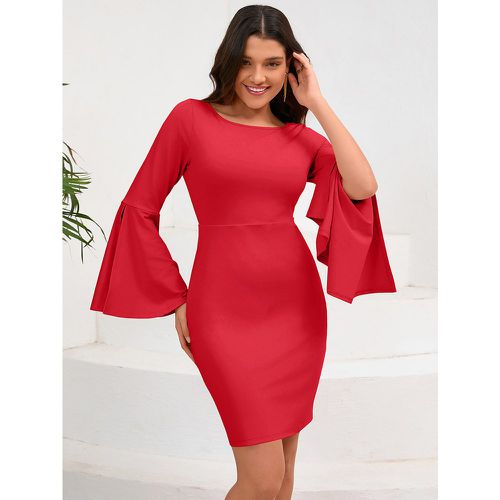 Bodycon Dresses Long Sleeves Pleated Sexy U-Neck Slim Fit Dress Sheath Dress - milanoo.com - Modalova