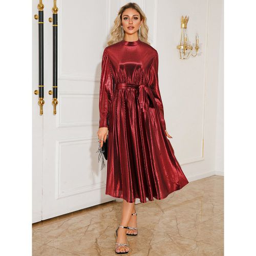 Party Dresses Champagne Jewel Neck Pleated Long Sleeves Semi Formal Dress - milanoo.com - Modalova