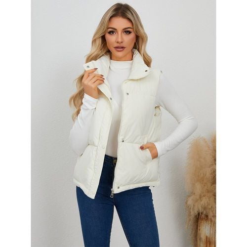 Women Jacket Stand Collar Buttons Polyester - milanoo.com - Modalova