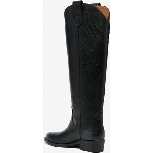 Black Knee High Boots Women's Embroiderd Falt Riding Boots - milanoo.com - Modalova