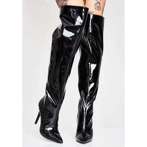 Over The Knee Boots Sexy PU Leather Pointed Toe Over The Knee Boots - milanoo.com - Modalova