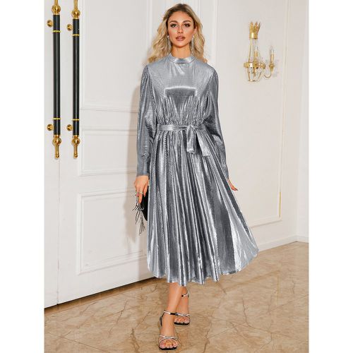 Party Dresses Champagne Jewel Neck Pleated Long Sleeves Semi Formal Dress - milanoo.com - Modalova