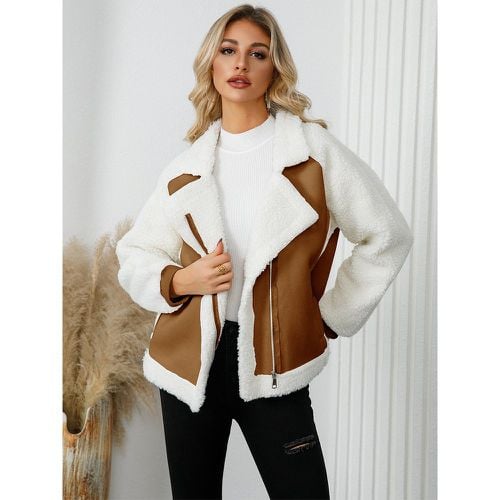 Women's Jackets Turndown Collar Zipper Chic Street Wear Winter Jacket - milanoo.com - Modalova