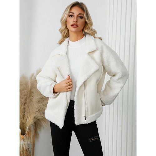 Women's Jackets Turndown Collar Zipper Chic Street Wear Deep Apricot Winter Jacket - milanoo.com - Modalova