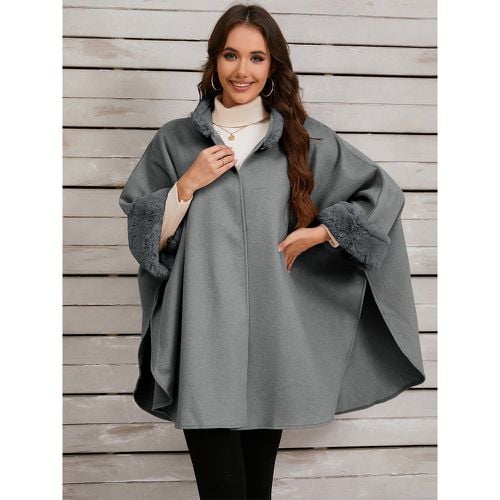 Women Poncho Stand Collar Khaki Asymmetrical Cape - milanoo.com - Modalova