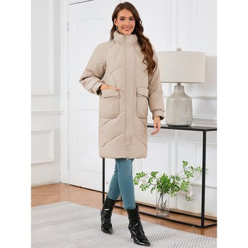 Winter Coats Stand Collar Lace-up Long Sleeves Chic Winter Coat Outerwear - milanoo.com - Modalova