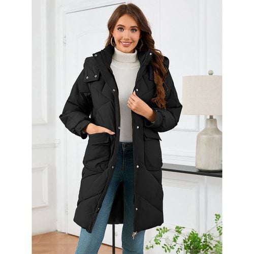 Winter Coats Khaki Stand Collar Lace-up Long Sleeves Chic Winter Coat Outerwear - milanoo.com - Modalova