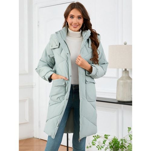 Winter Coats Khaki Stand Collar Lace-up Long Sleeves Chic Winter Coat Outerwear - milanoo.com - Modalova