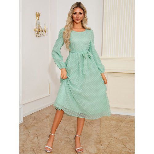 Party Dresses Scoop Neck Lace Up Long Sleeves Semi Formal Dress - milanoo.com - Modalova