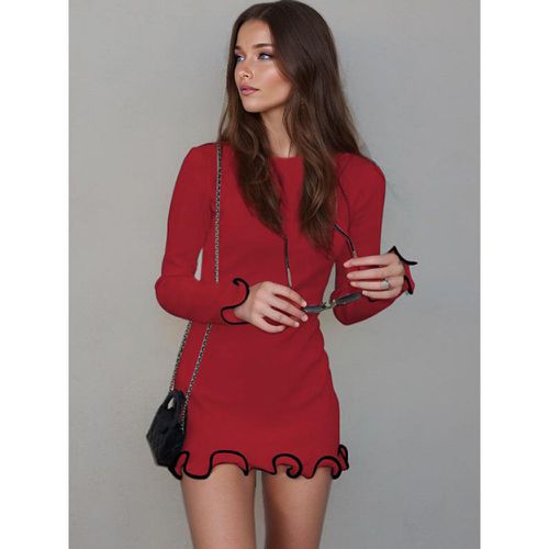 Bodycon Dresses Elegant Pleated Long Sleeves Mini Dress For Women - milanoo.com - Modalova