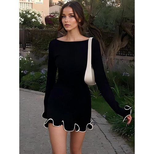 Bodycon Dresses Elegant Pleated Long Sleeves Mini Dress For Women - milanoo.com - Modalova