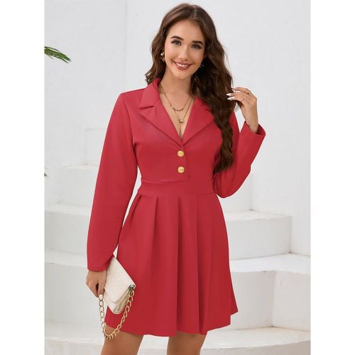 Blazer Dresses V-Neck Buttons Long Sleeves Chic Women's Clothing Mini Dresses - milanoo.com - Modalova