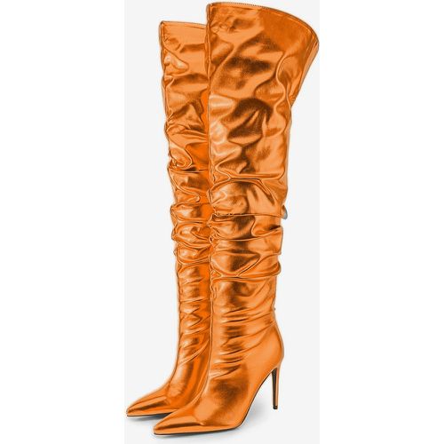 Over The Knee Boots Red Metallic Women's Slouch Thigh High Boots - milanoo.com - Modalova