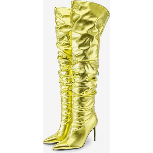 Over The Knee Boots Red Metallic Women's Slouch Thigh High Boots - milanoo.com - Modalova