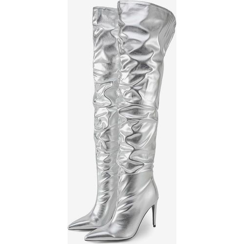 Over The Knee Boots Red Metallic Women's Slouch Thigh High Boots - milanoo.com - Modalova