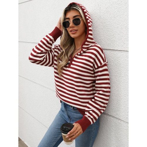 Hoodie For Woman Long Sleeves Two-Tone Chains Acrylic Hooded Sweatshirt - milanoo.com - Modalova