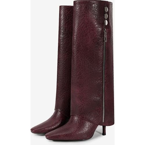 Knee High Boots Pointed Toe Zipper Detail High Heel Foldover Boots - milanoo.com - Modalova