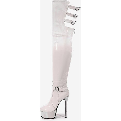 Women Sexy Boots Platform Pointed Toe Buckle Detail High Heel Over The Knee Boots - milanoo.com - Modalova