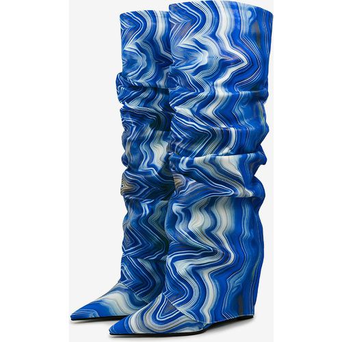 Slouch Knee High Boots Women's Artwork Foldover Wedge Knee Length Boots - milanoo.com - Modalova