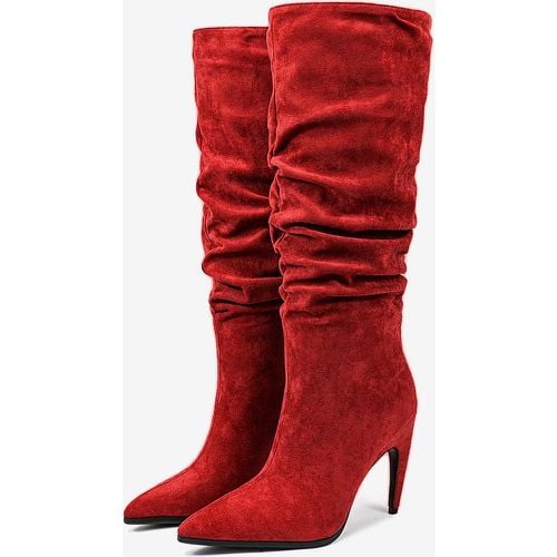 High Heel Knee High Boots Suede Upper Pointed Toe Designed Heel Slouch Boots - milanoo.com - Modalova