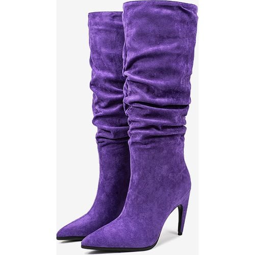 High Heel Knee High Boots Suede Upper Pointed Toe Designed Heel Slouch Boots - milanoo.com - Modalova