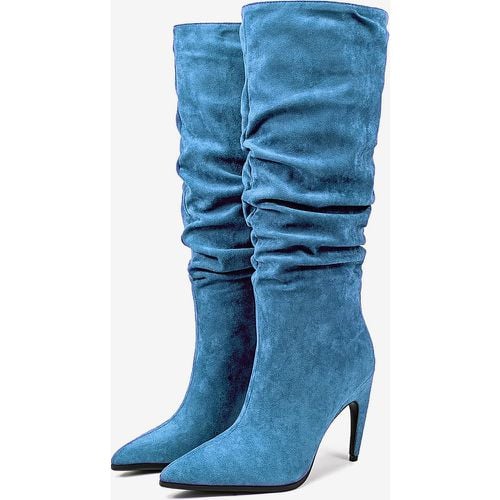 High Heel Knee High Boots Suede Upper Pointed Toe Designed Heel Slouch Boots - milanoo.com - Modalova