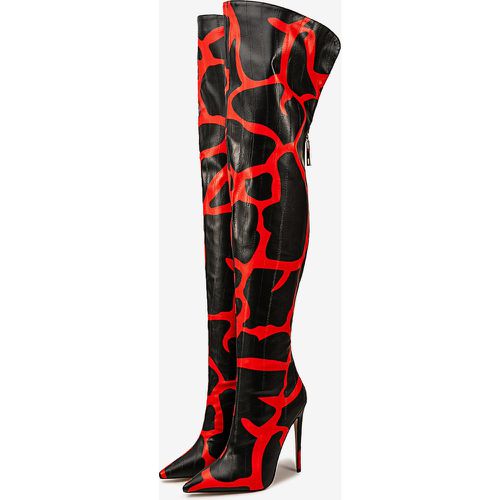 Over The Knee Boots Pointed Toe Printed High Heel Thigh High Boots - milanoo.com - Modalova