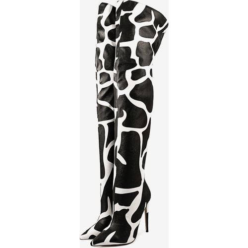 Over The Knee Boots Pointed Toe Printed High Heel Thigh High Boots - milanoo.com - Modalova