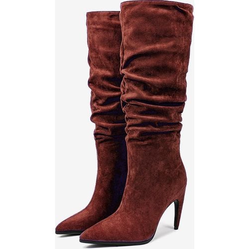 High Heel Knee High Boots Suede Upper Pointed Toe Designed Heel Slouch Boots - milanoo.com - Modalova