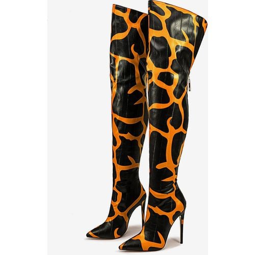 Over The Knee Boots Pointed Toe Printed High Heel Thigh High Boots - milanoo.com - Modalova