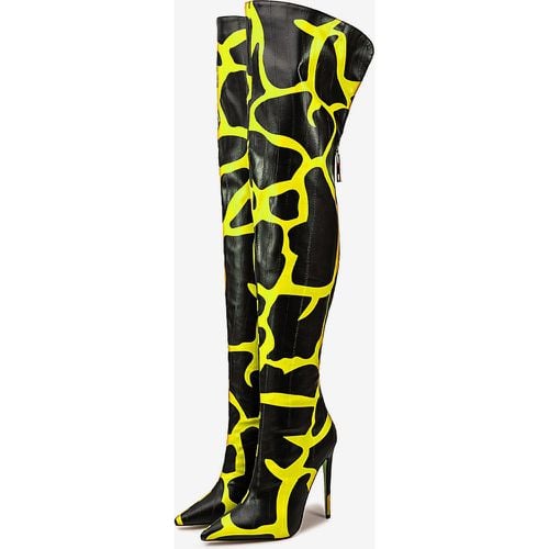 Over The Knee Boots Pointed Toe Printed High Heel Thigh High Boots - milanoo.com - Modalova