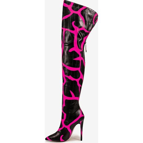 Over The Knee Boots Pointed Toe Printed High Heel Thigh High Boots - milanoo.com - Modalova