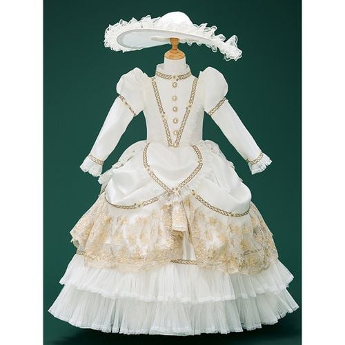 Retro Costumes Ruffles Marie Antoinette Costume Polyester Jacquard Hat Girl's Euro-Style Tunic Party Prom Dress - milanoo.com - Modalova