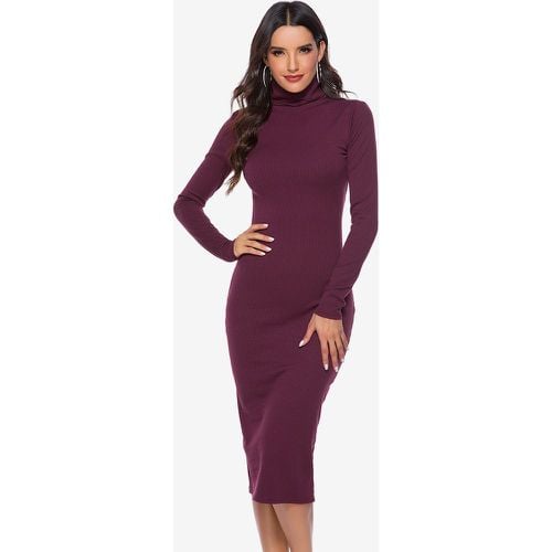 Knitted Dress For Women Comfy Polyester Long Sleeves High Collar - milanoo.com - Modalova