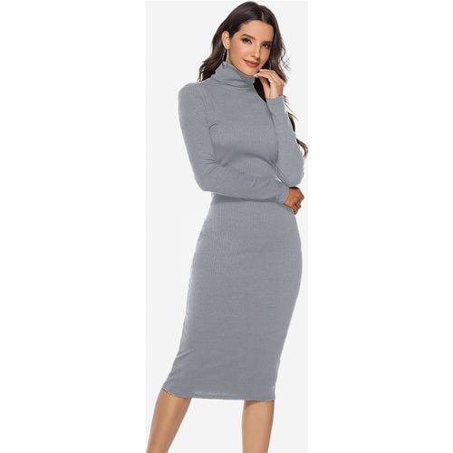 Knitted Dress For Women Comfy Polyester Long Sleeves High Collar - milanoo.com - Modalova