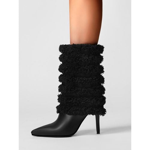 Ankle Boots Faux Fur Pointed Toe Stiletto Heel Booties For Women - milanoo.com - Modalova