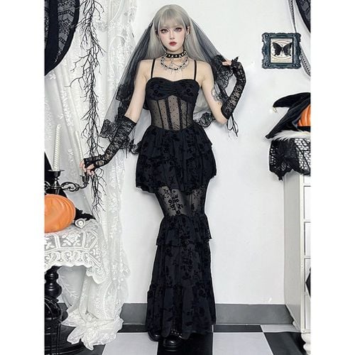 Women's Gothic Clothing Lace Gothic Polyester Tunic Retro Costumes - milanoo.com - Modalova