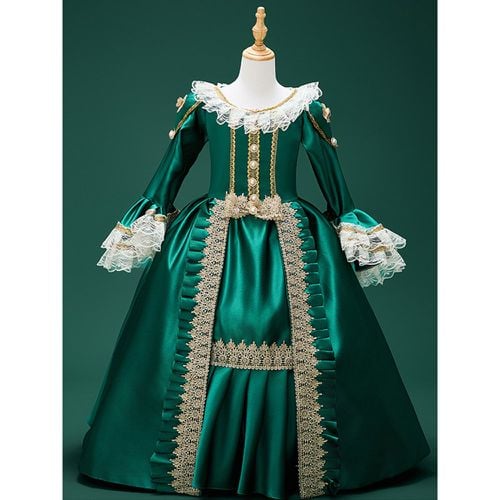 Retro Costumes Lace Polyester Marie Antoinette Costume Dress Girl's Retro Tunic Masquerade Ball Gown - milanoo.com - Modalova