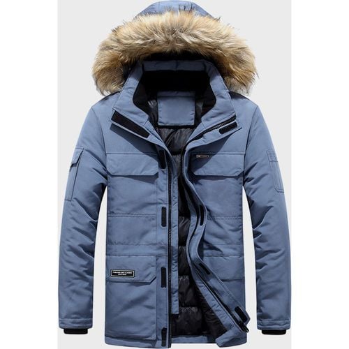 Men's Puffer Coat Thickened Mid-Length Hooded Parka Coat - milanoo.com - Modalova