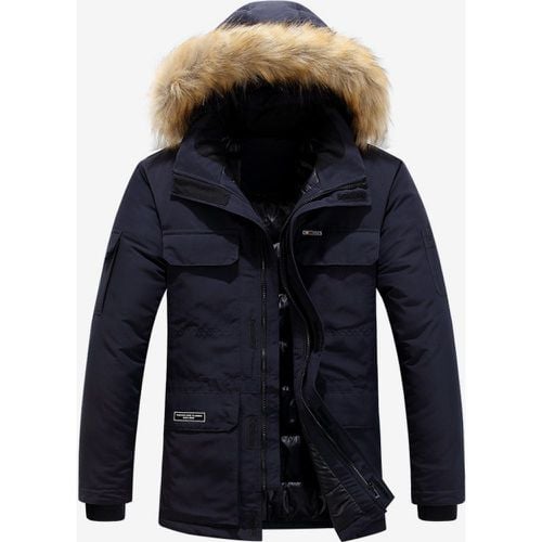 Men's Puffer Coat Thickened Mid-Length Hooded Parka Coat - milanoo.com - Modalova